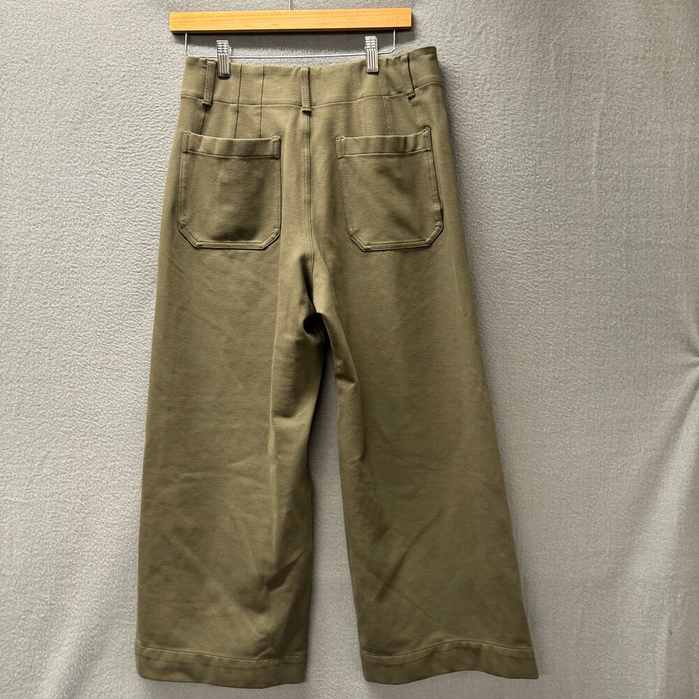 Maeve Colette Pants Womens 30 Olive Green Wide Leg Crop Anthropologie Ponte Knit - Picture 5 of 9